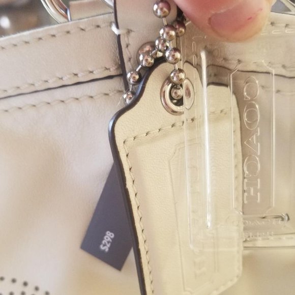 NWT - Coach Silver & White Tote bag w/ long strap - Picture 7 of 8
